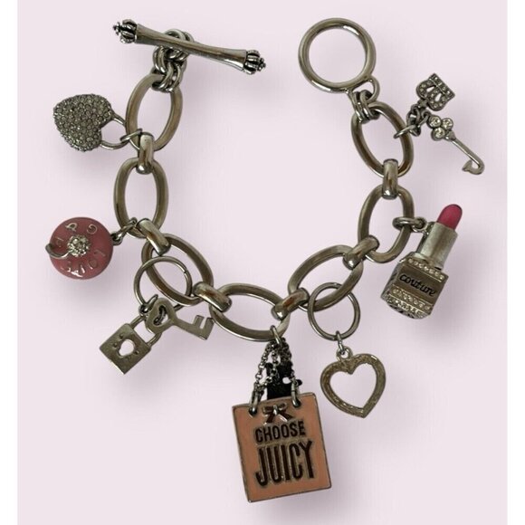 Juicy Couture Jewelry - Juicy Couture Charm Bracelet Lipstick Scottie Dog Bling Y2K 90s Pink Mean Girls